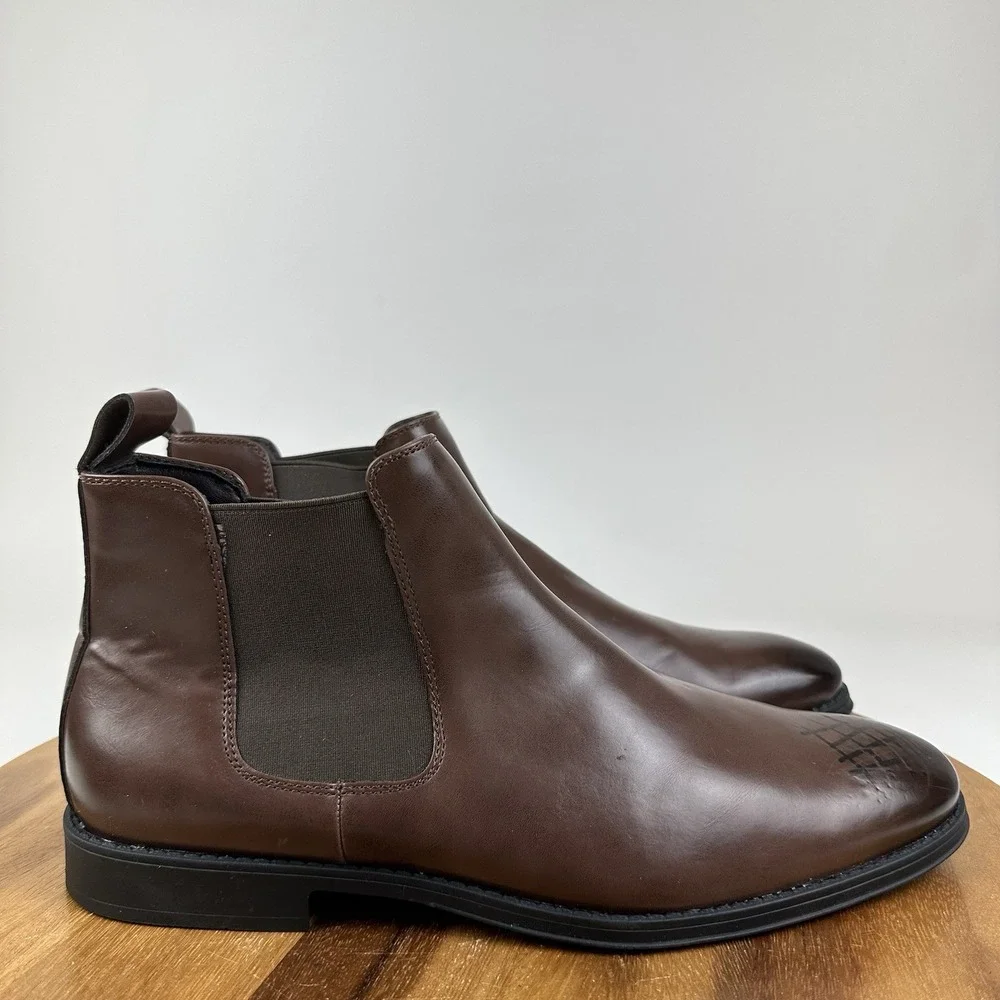 New NWOB Mens Gordon Rush 301327 Brown Leather Chelsea Ankle Boots Size 11.5 M